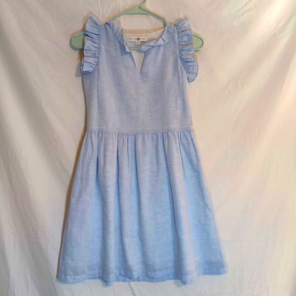 Brown Bowen & Company Size 12 Girls Blue Linen - American Cotton lined Dress